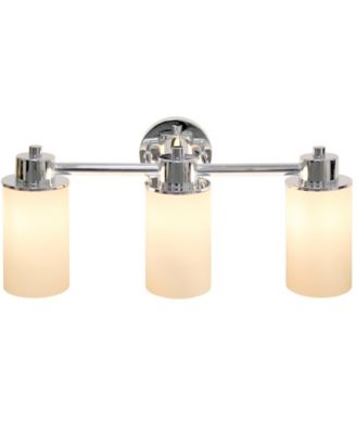 Essentix Contemporary Three Light Metal and Opaque White Glass Shade Vanity Uplight Downlight Wall Mounted Fixture 