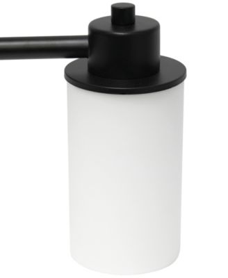 Essentix Contemporary Three Light Metal and Opaque White Glass Shade Vanity Uplight Downlight Wall Mounted Fixture 