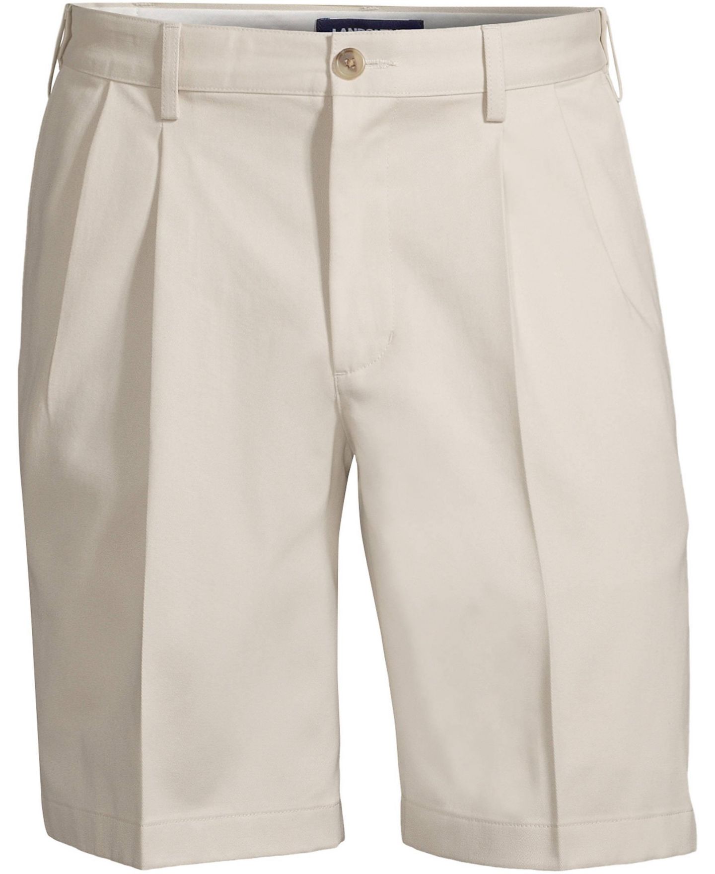 Мужские шорты Lands' End No Iron 9" Comfort Waist Pleated Front Chino Short, цвет: Серо-бежевый — фото 3