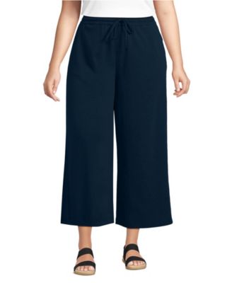 Women's Sport Knit Elastic Waist Wide Leg Crop Pants