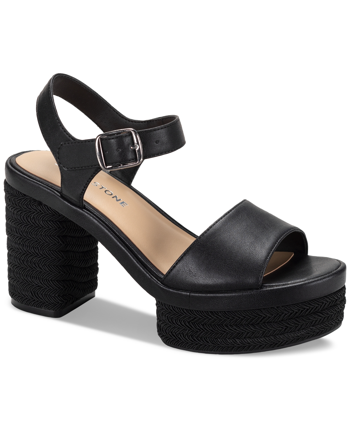 Shop Sun + Stone Women's Edisonn Block Heel Espadrille Platform Sandals, Created For Macy's In Black