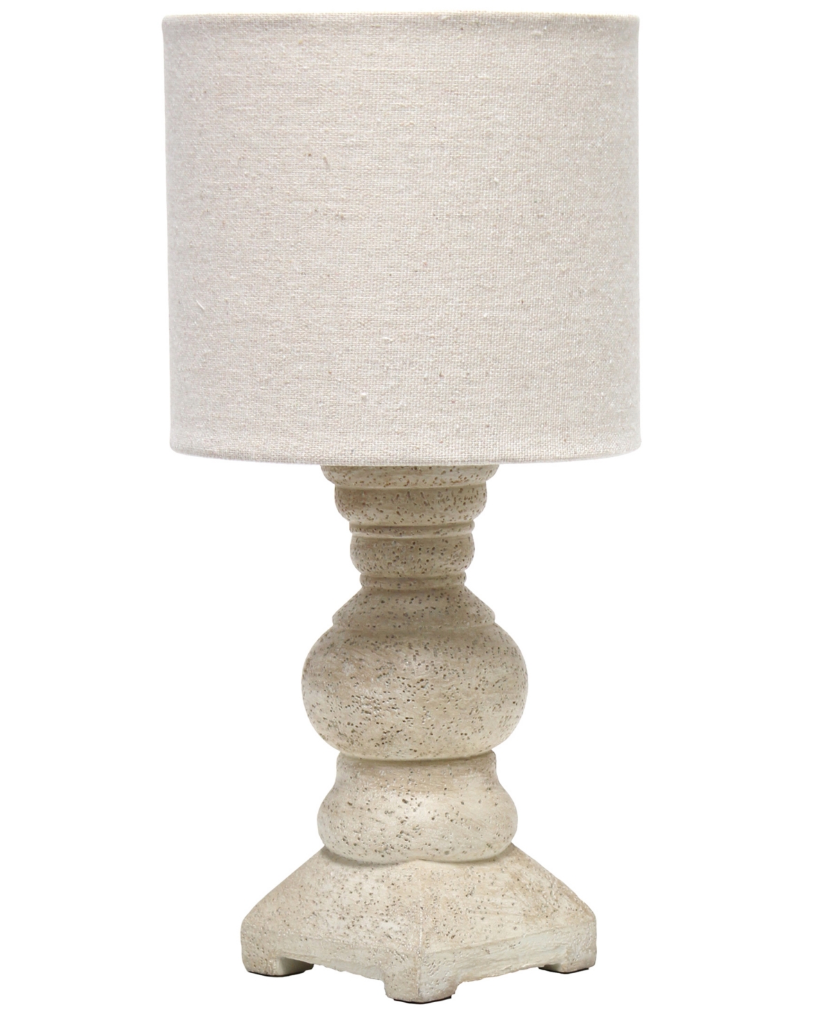 Shop Lalia Home 12.5" Organix Rustic Farmhouse Distressed Neutral Resin Base Mini Table Desk Lamp With Beige Fabric  In Weathered