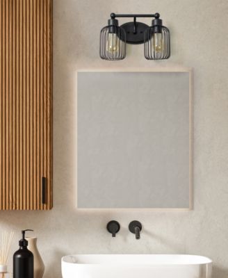 Ironhouse Two Light Industrial Decorative Cage Vanity Uplight Downlight Wall Mounted Fixture 