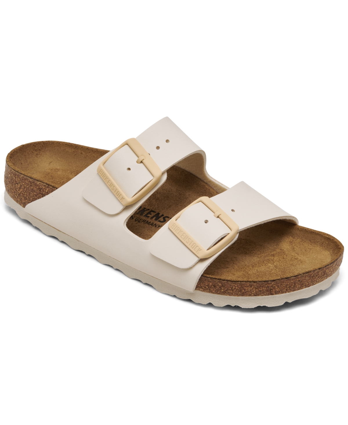 Birkenstock Arizona Suede Soft Footbed Sandals In Beige