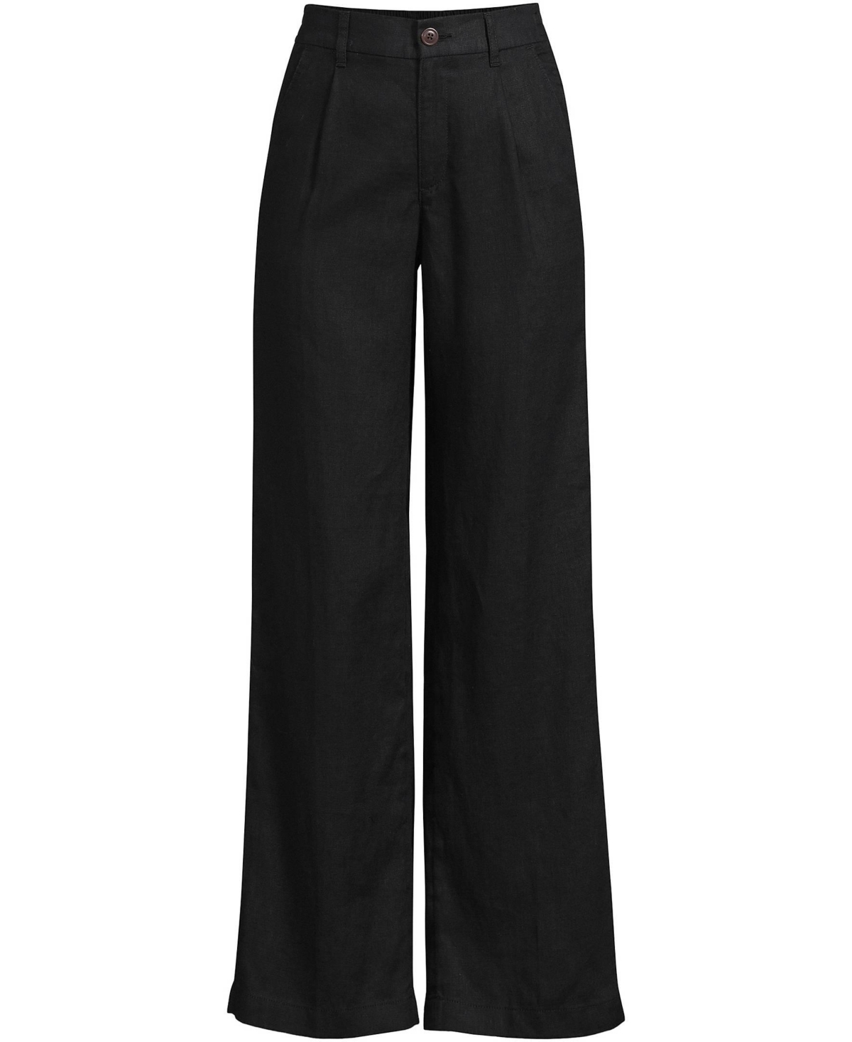 Lands' End Plus Size High Rise Wide Leg Linen Pleated Pants
