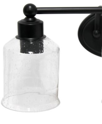 Studio Loft Modern Three Light Metal and Clear Seeded Glass Shade Vanity Uplight Downlight Wall Mounted Fixture 