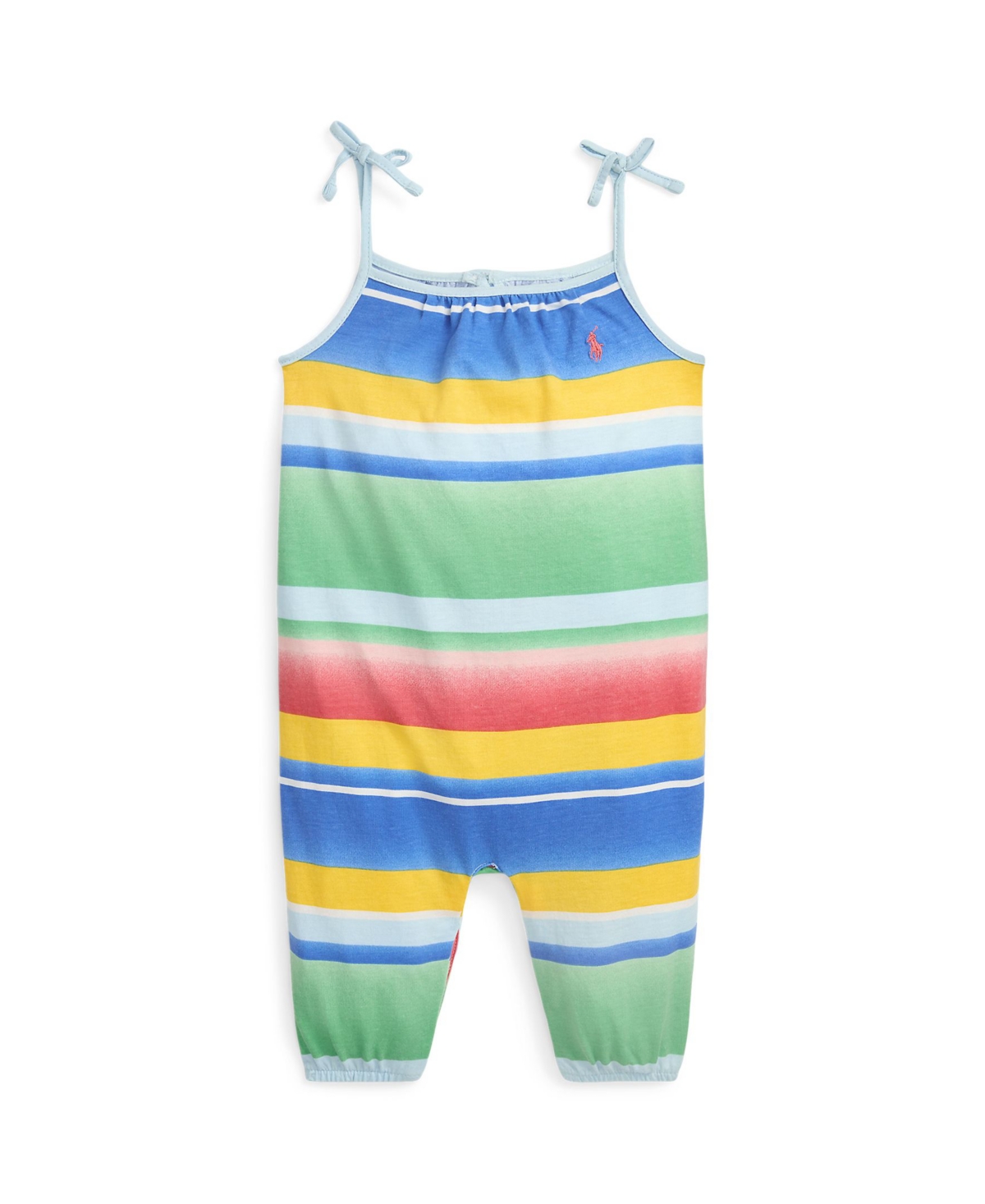 Polo Ralph Lauren Baby Girls Striped Cotton Jersey Romper In Maris Stripe With Light Pink