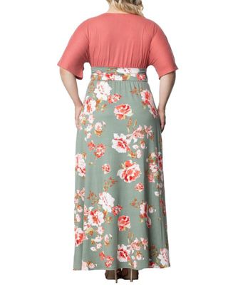 Plus Size Havana Color Block Maxi Dress