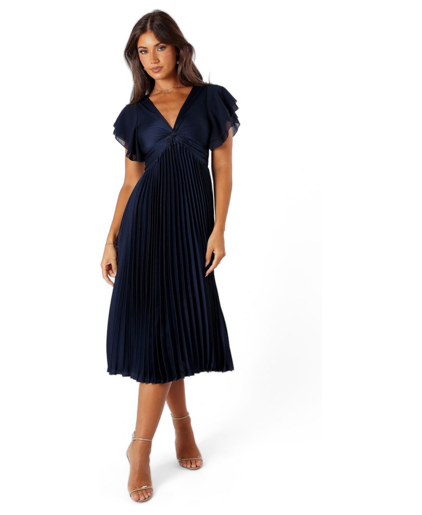 Женское платье Petal and Pup Nova Flutter Sleeve Midi, цвет: Тёмно-синий — фото 2