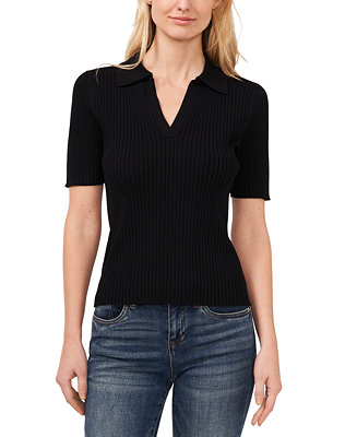 CeCe Women #39 s Short Sleeve Rib Knit Polo Sweater Macy #39 s CeCe Women #39 s Short Sleeve Rib Knit Polo Sweater Macy #39 s