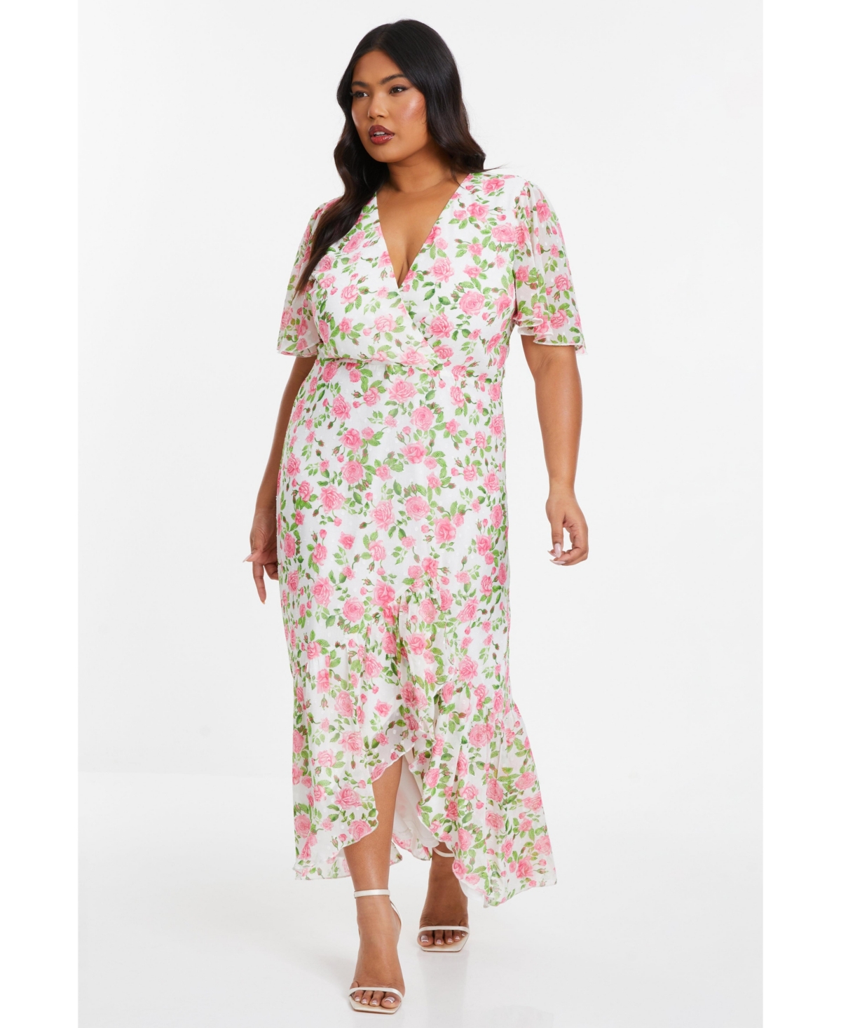 Plus Size Floral Wrap Maxi Dress - Multi