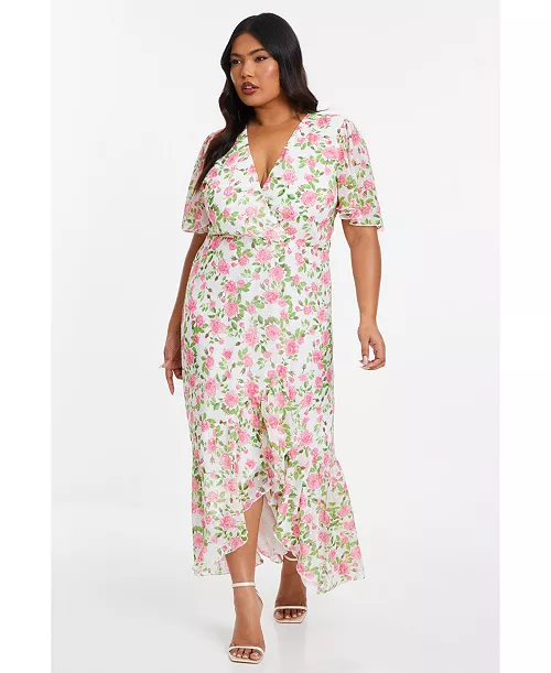 women's floral wrap maxi dress