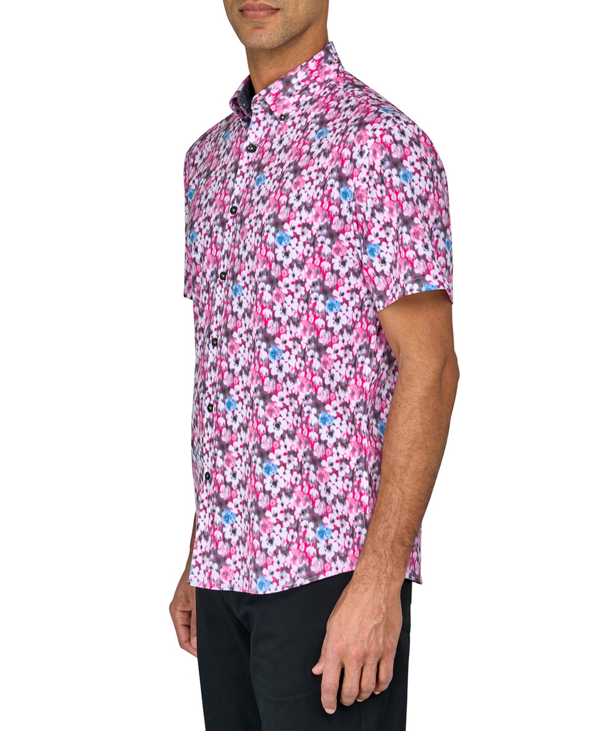 Shop Society Of Threads Men's Regular-fit Non-iron Performance Stretch Blurred Floral Button-down Shirt In Pink