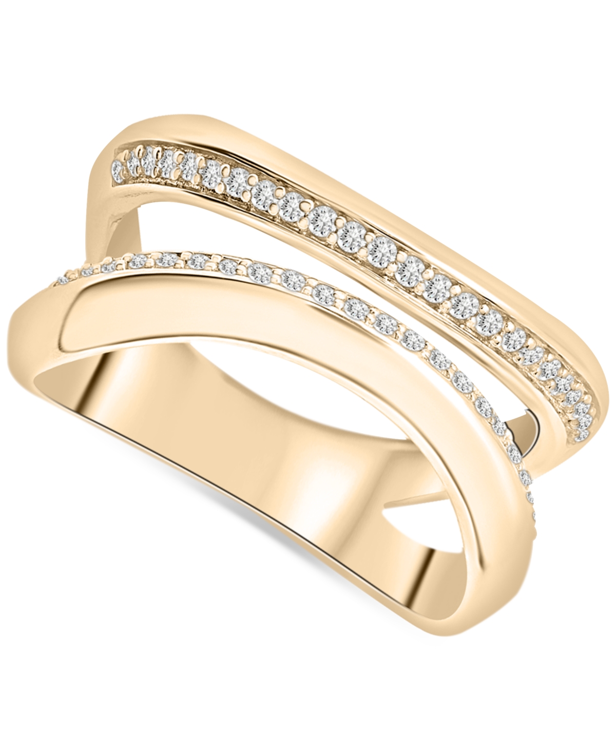 Diamond Double Row Openwork Abstract Statement Ring (1/4 ct. t.w.) in Gold Vermeil, Created for Macy's - Gold Vermeil