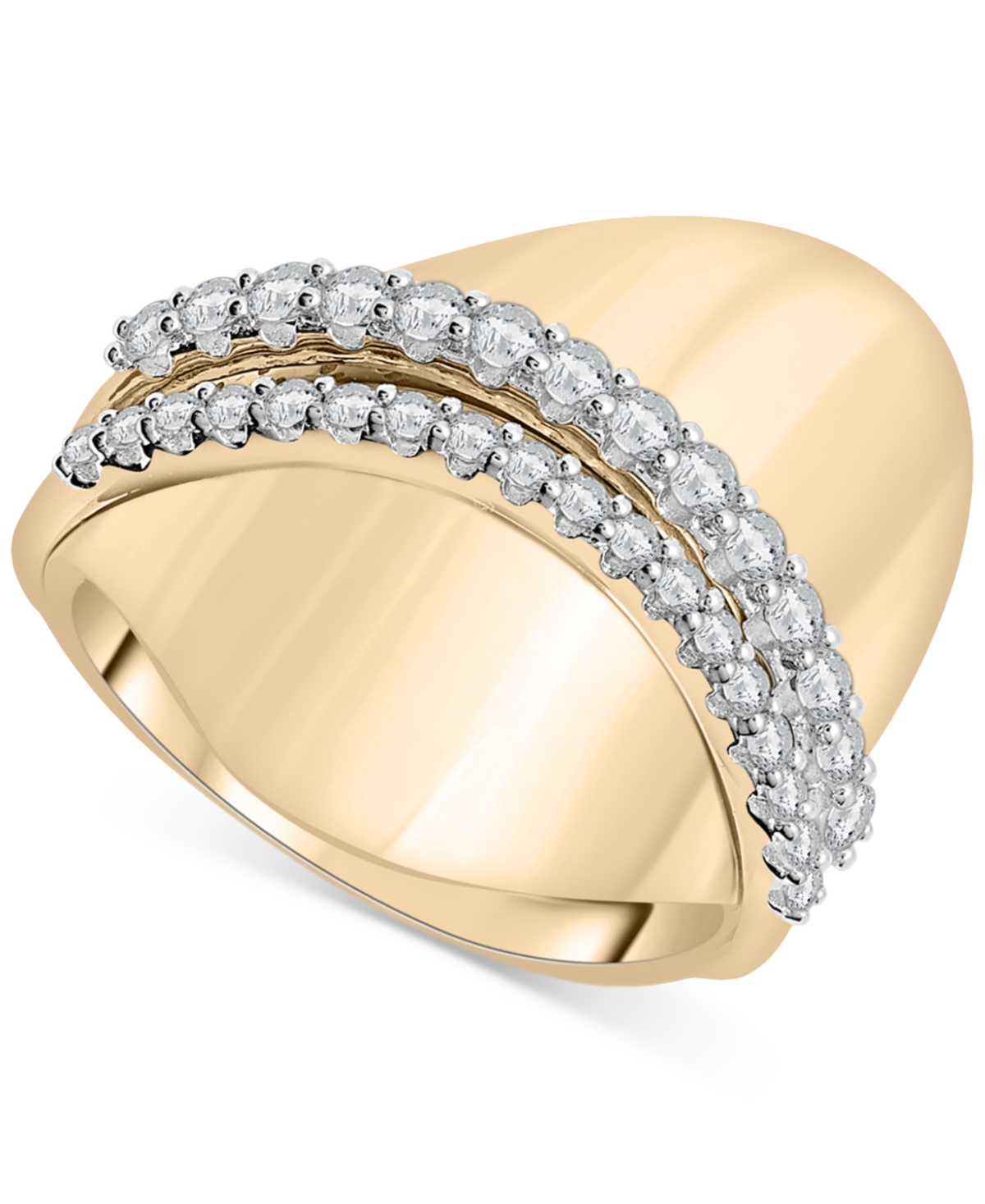 Diamond Swoop Wide Band Statement Ring (1/2 ct. t.w.) in Gold Vermeil, Created for Macy's - Gold Vermeil