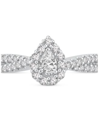 Diamond Pear Halo Engagement Ring (5/8 ct. t.w.) in 14k White Gold
