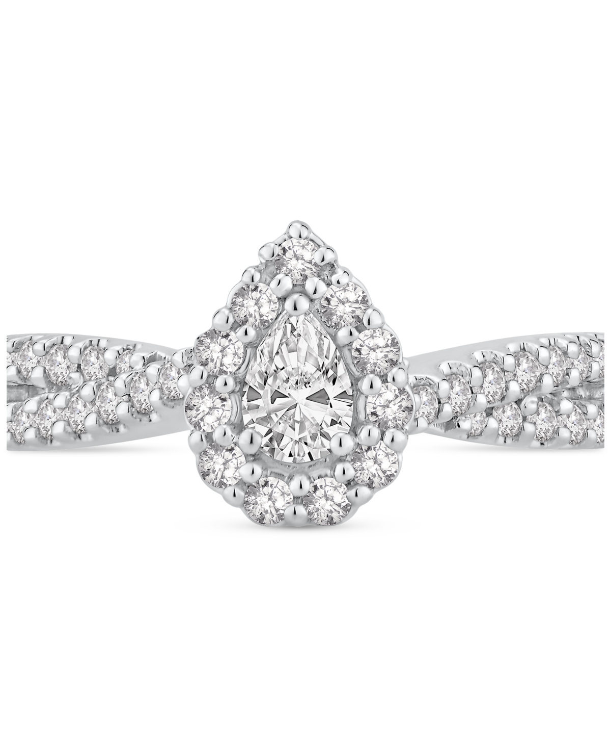 Macy's Diamond Pear Halo Engagement Ring (5/8 Ct. T.w.) In 14k White Gold In White Gold