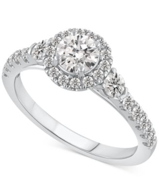 Macy's - Diamond Halo Engagement Ring (1 ct. t.w.) in 14k White Gold