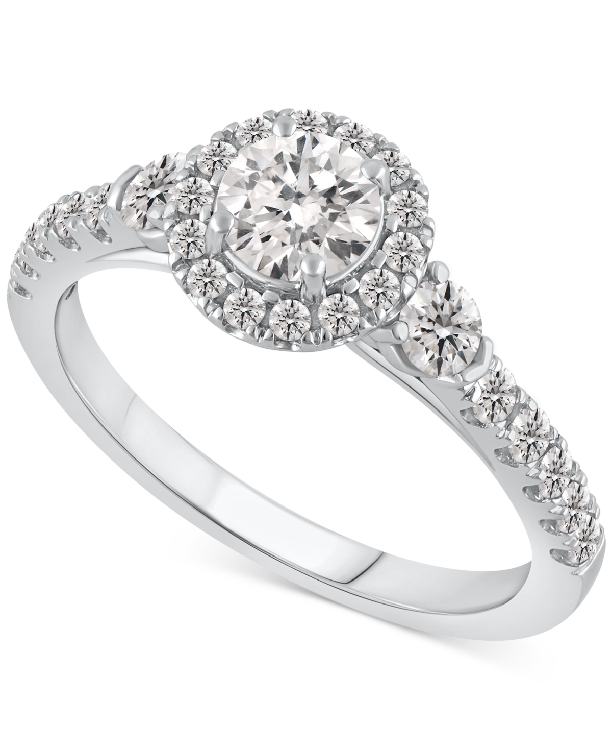 Macy's Diamond Halo Engagement Ring (1 Ct. T.w.) In 14k White Gold In White Gold