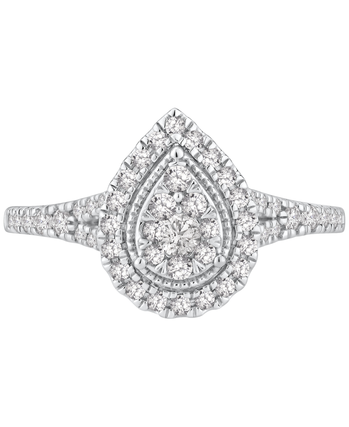 Macy's Diamond Halo Pear Shaped Cluster Engagement Ring (1/2 Ct. T.w.) In 14k White Gold In White Gold