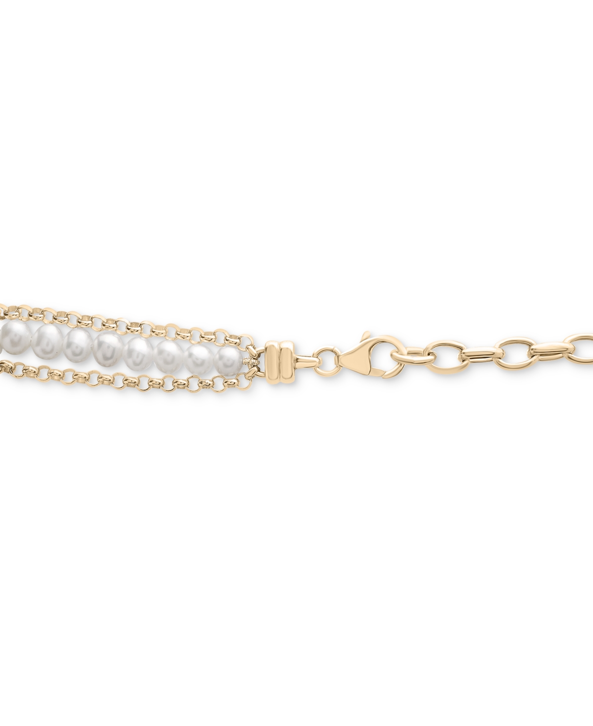 Shop Audrey By Aurate Cultured Freshwater Pearl (5mm) Triple & Single Link Bracelet In Gold Vermeil, Created For Macy's