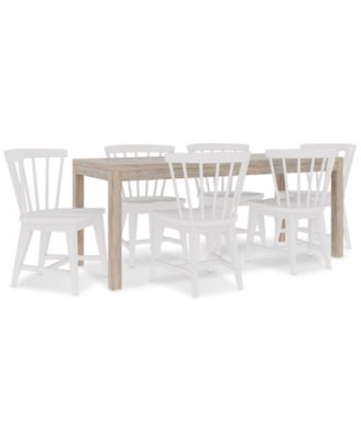 CLOSEOUT! Catriona 7pc Dining Set (Rectangular Dining Table & 6 Wood Side Chairs)