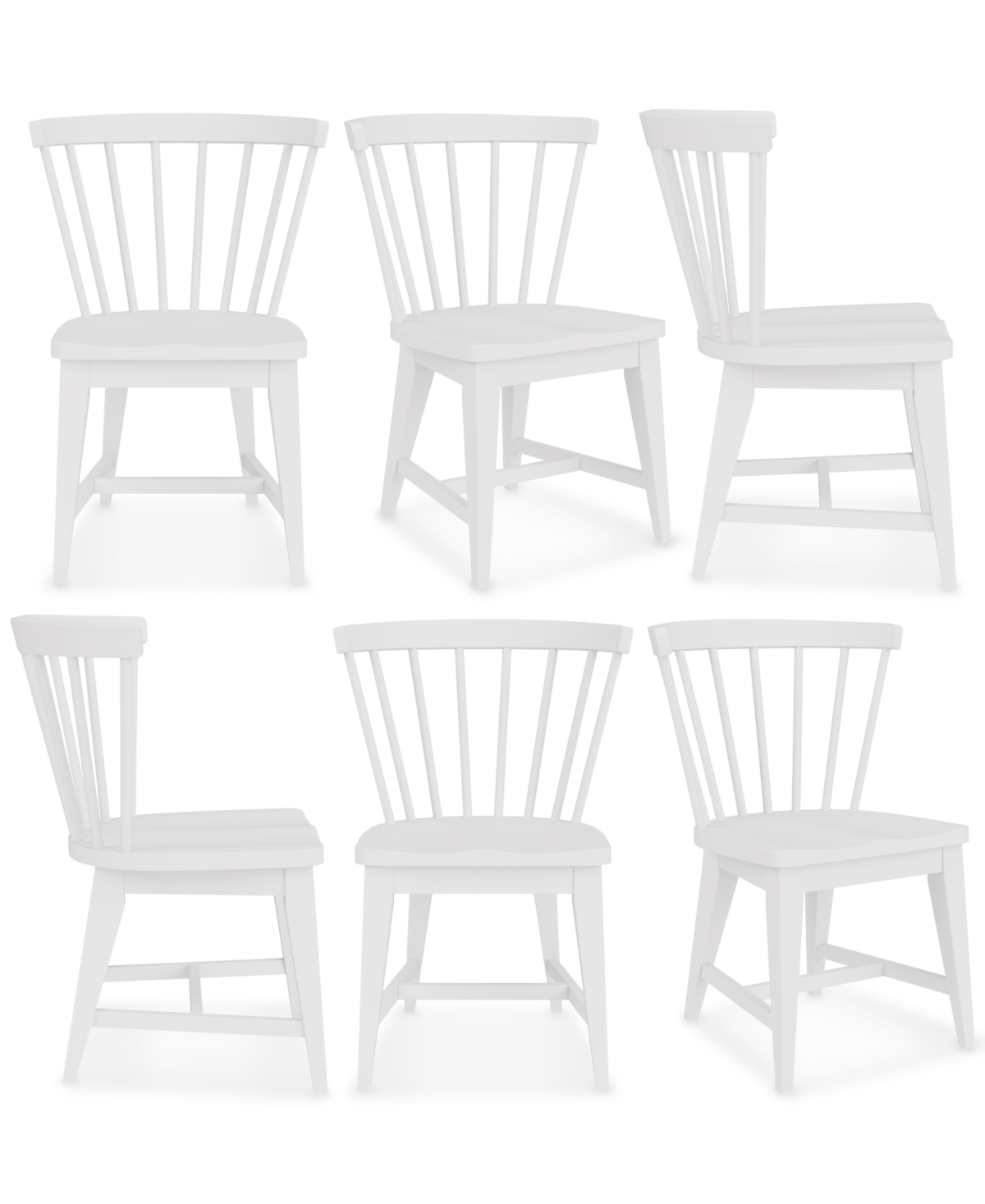 Macy's Catriona 6 Pc. Wood Side Chair Set In White