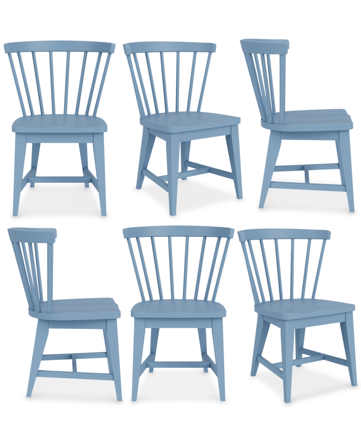Macy's Catriona 6 Pc. Wood Side Chair Set In Blue