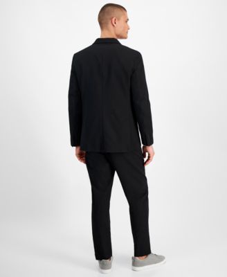 Shop Alfani Mens Crinkle Button Front Shirt Textured Suit Jacket Textured Suit Pants Created For Macys In Deep Black