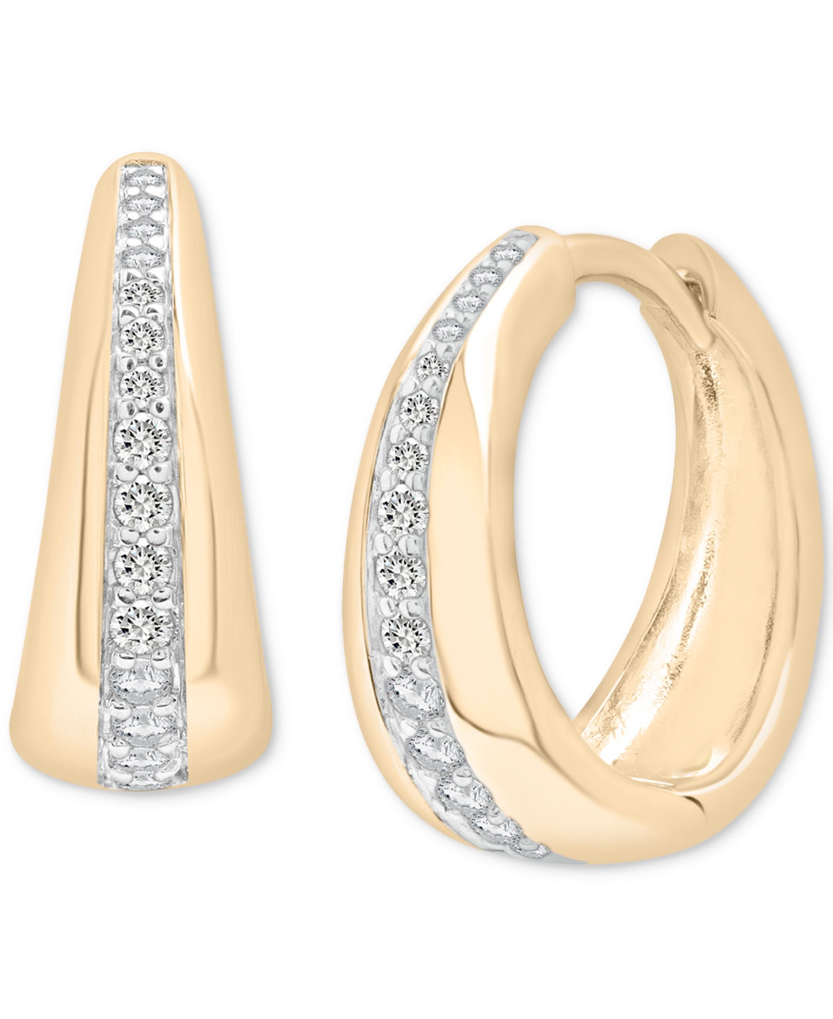 Diamond Tapered Extra Small Hoop Earrings (1/4 ct. t.w.) in Gold Vermeil, Created for Macy's - Gold Vermeil