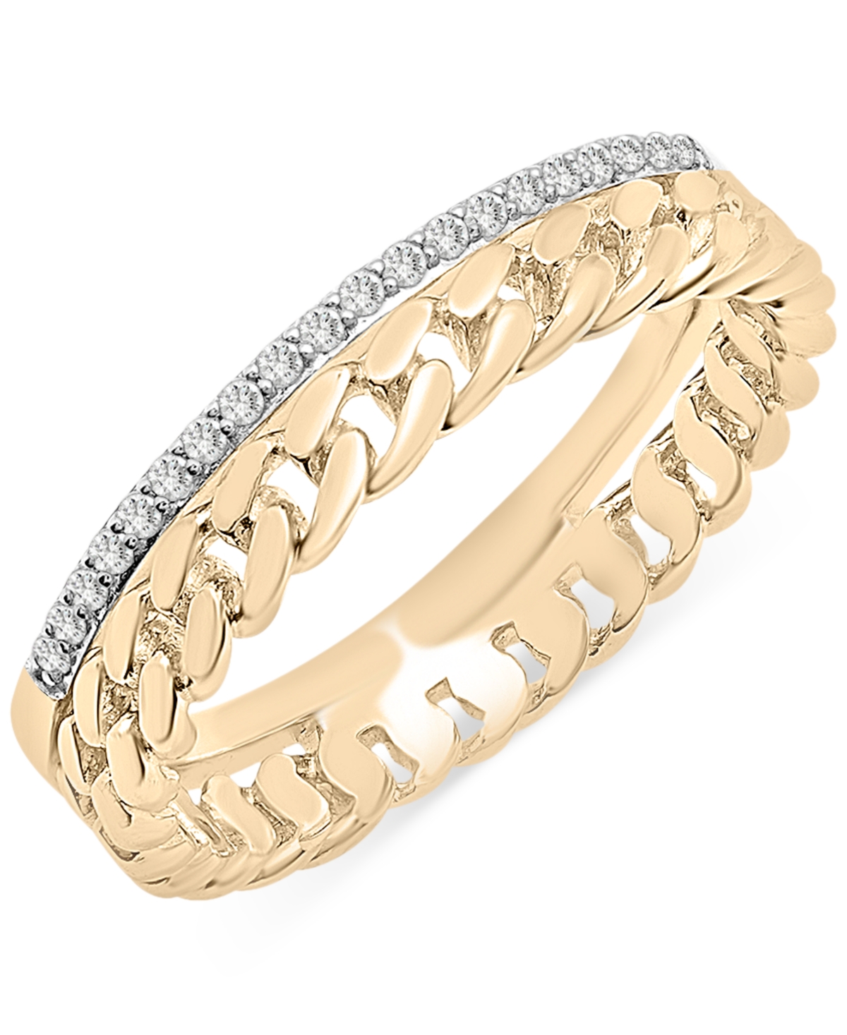 Diamond Chain Link Double Row Ring (1/10 ct. t.w.) in Gold Vermeil, Created for Macy's - Gold Vermeil