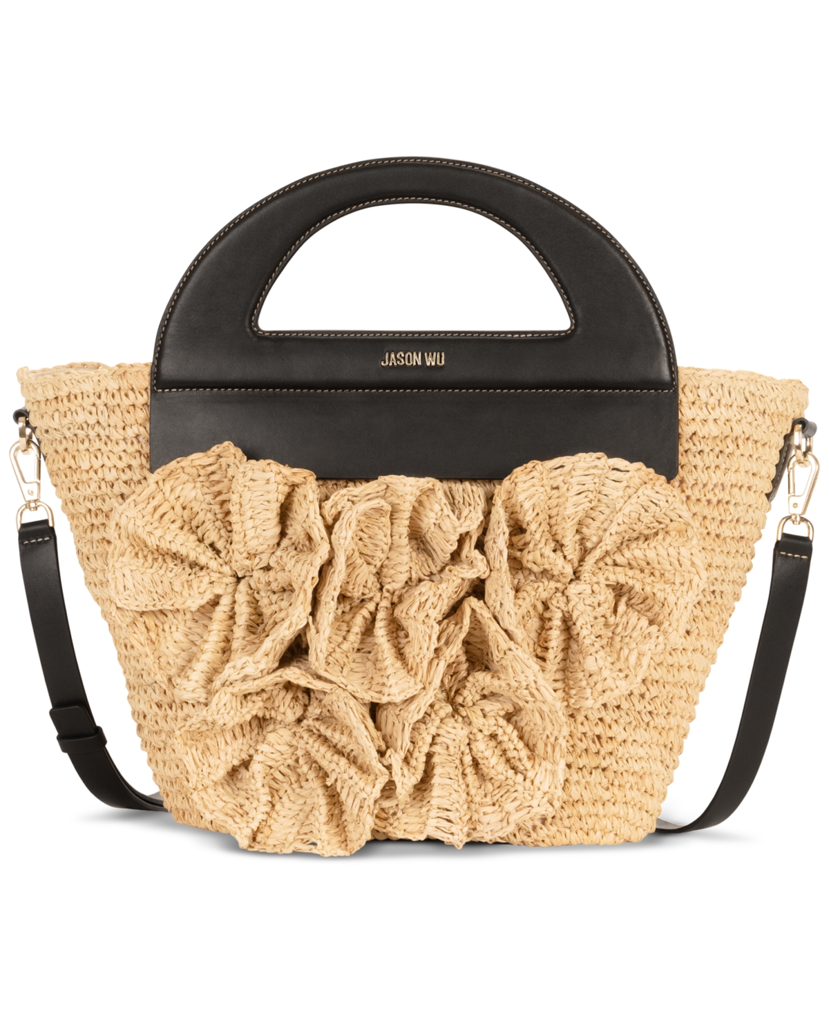 Rose Straw Tote - Natural/bl