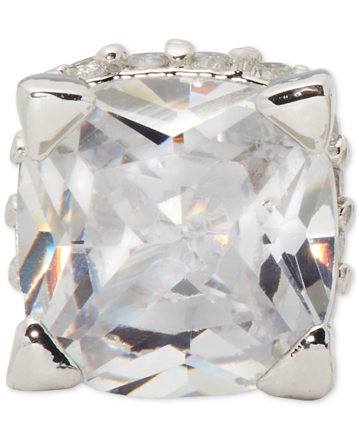 Shop Kate Spade Cubic Zirconia Square Stud Earrings In Clear,silv
