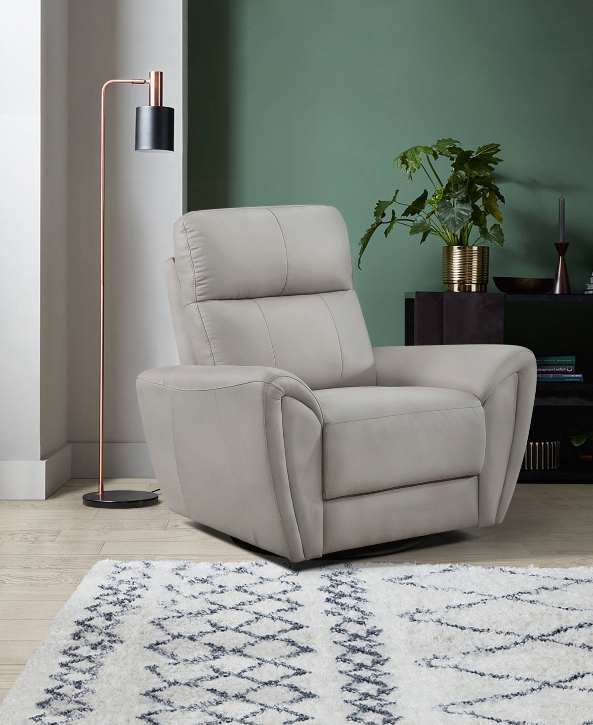 Homelegance White Label Brennen 39" Leather Match Swivel Glider Chair In Gray