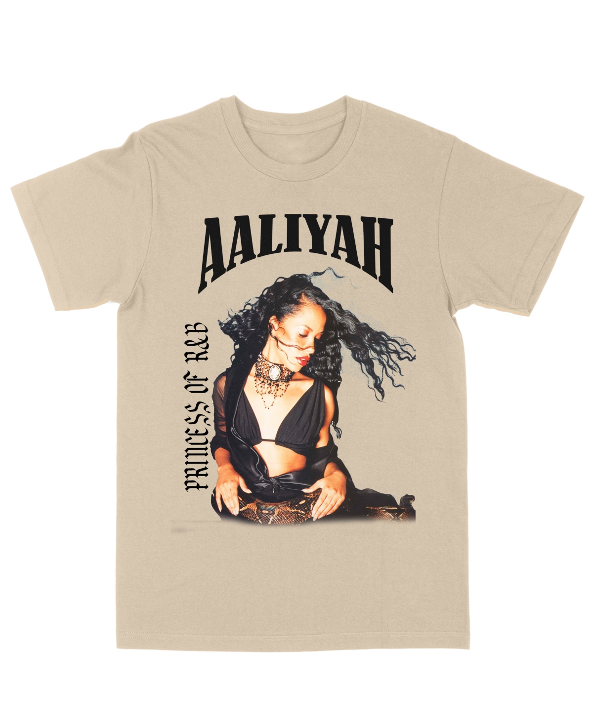 Men's Aaliyah Snake Black Princess of R&B T-shirt - Sand