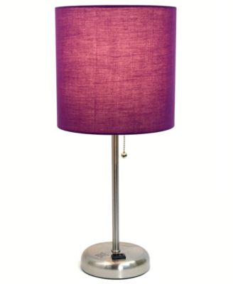 Oslo 19.5" Contemporary Bedside Standard Metal Table Desk Lamp with White Drum Fabric Shade