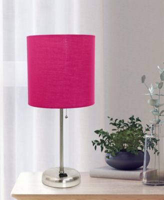 Oslo 19.5" Contemporary Bedside Standard Metal Table Desk Lamp with White Drum Fabric Shade