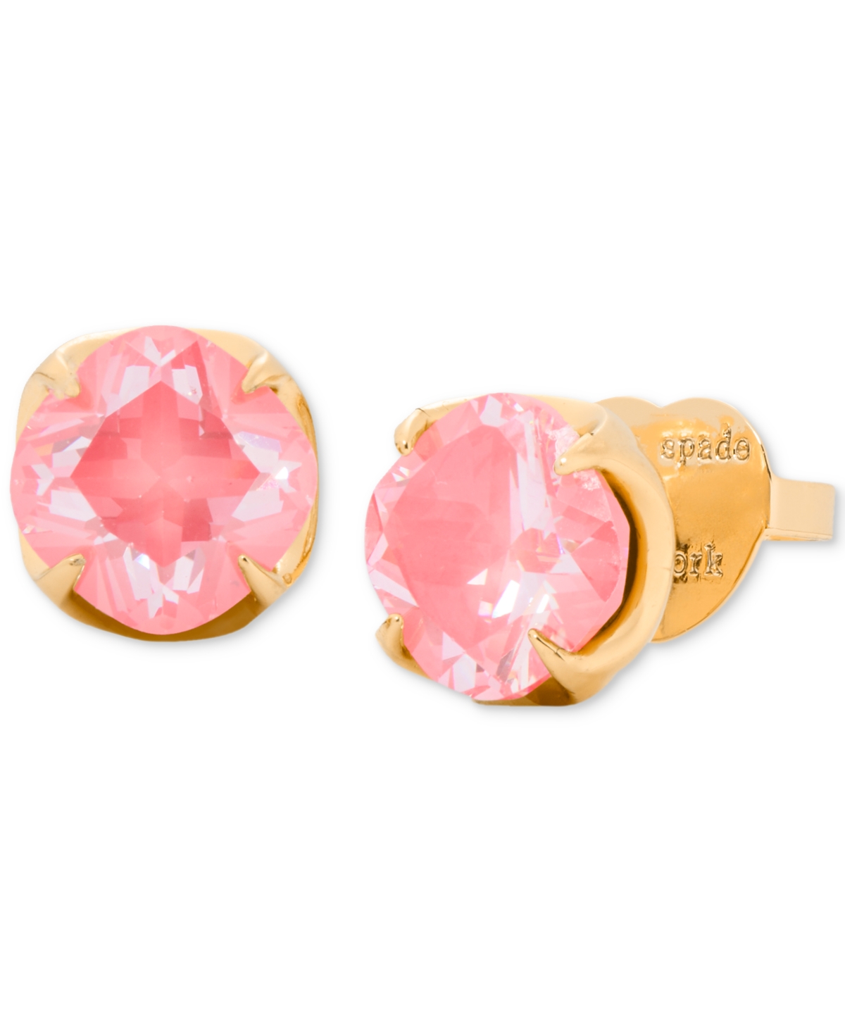Kate Spade Gold-tone Cubic Zirconia Flower Stud Earrings In Light Coral