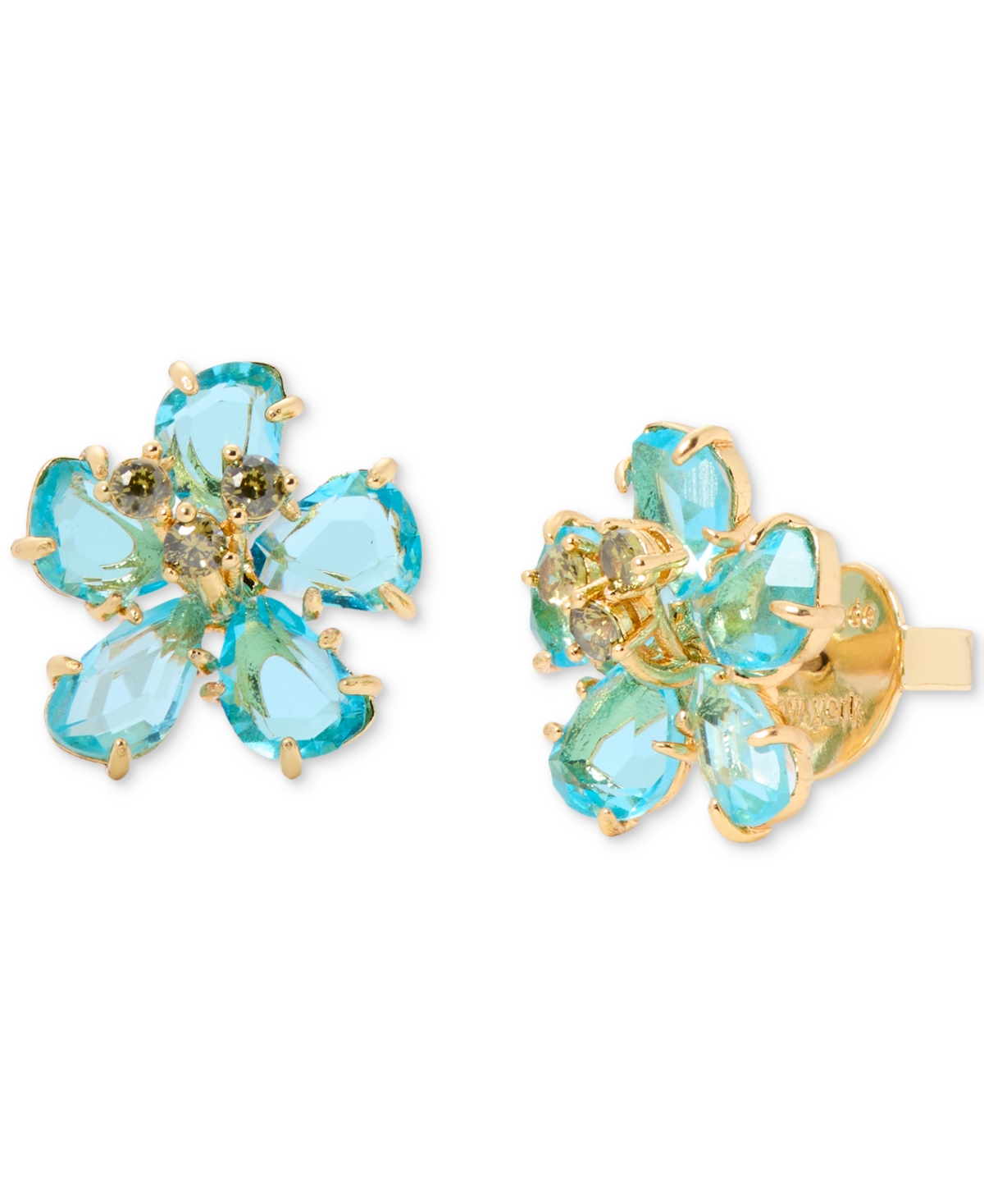 Shop Kate Spade Paradise Flower Stud Earrings In Blue Gold.