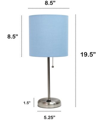 Oslo 19.5" Contemporary Bedside Standard Metal Table Desk Lamp with White Drum Fabric Shade