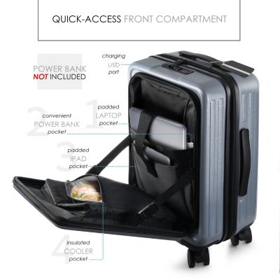 22" Hard Shell Lightweight Carry On Luggage Airline Approved with Smart Organization and Attachable Cosmetic Case