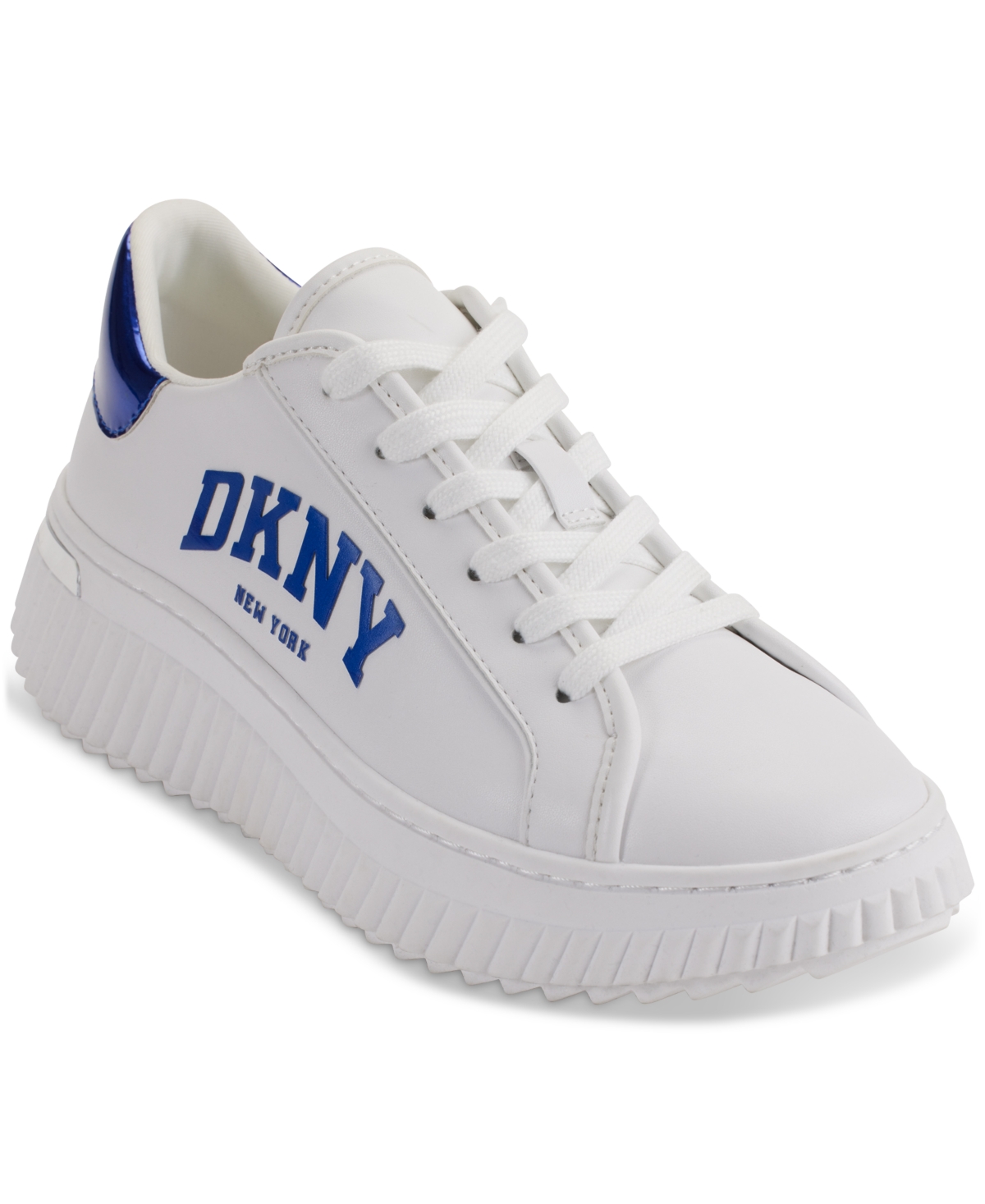 Women's Leon Lace-Up Logo Sneakers - White/ Royal Blue