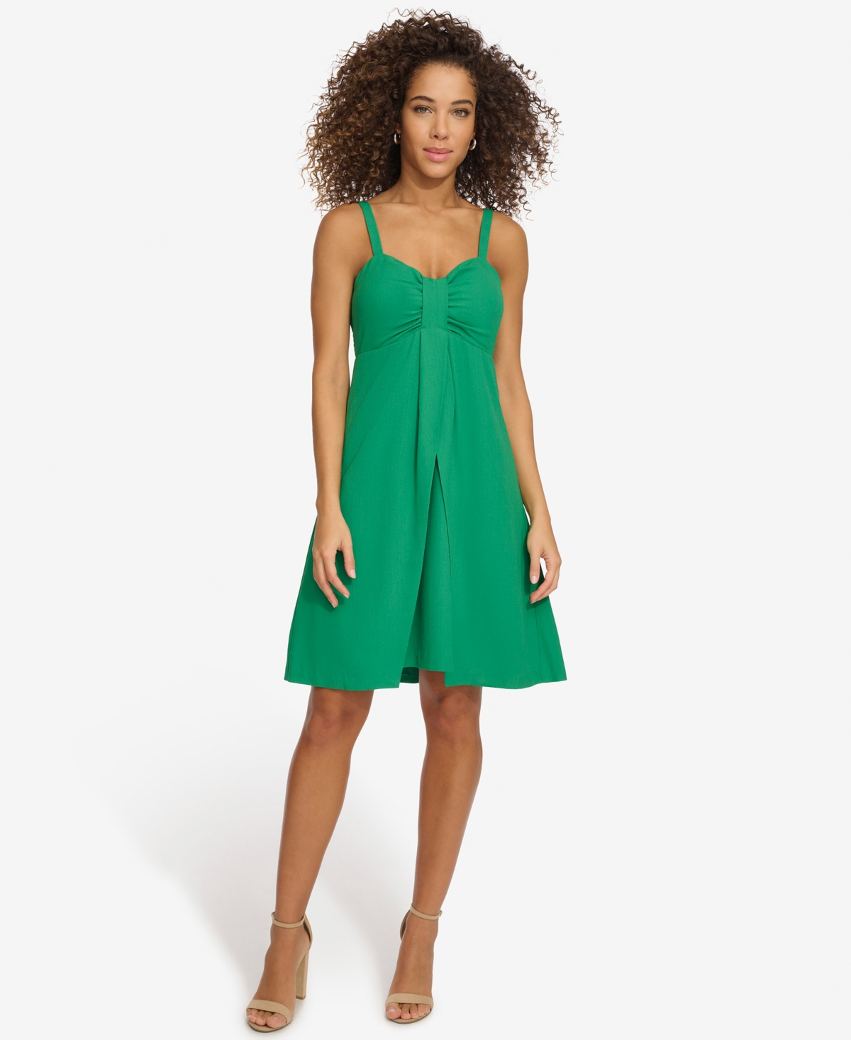 Women's V-Neck Sleeveless Sheath Dress - Green