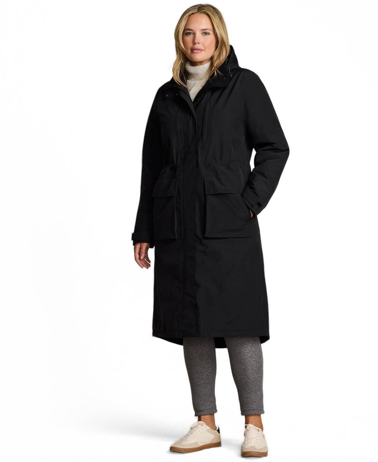 Женское пальто Lands' End Plus Size Squall Waterproof Insulated Winter Stadium Maxi, цвет: Чёрный — фото 1