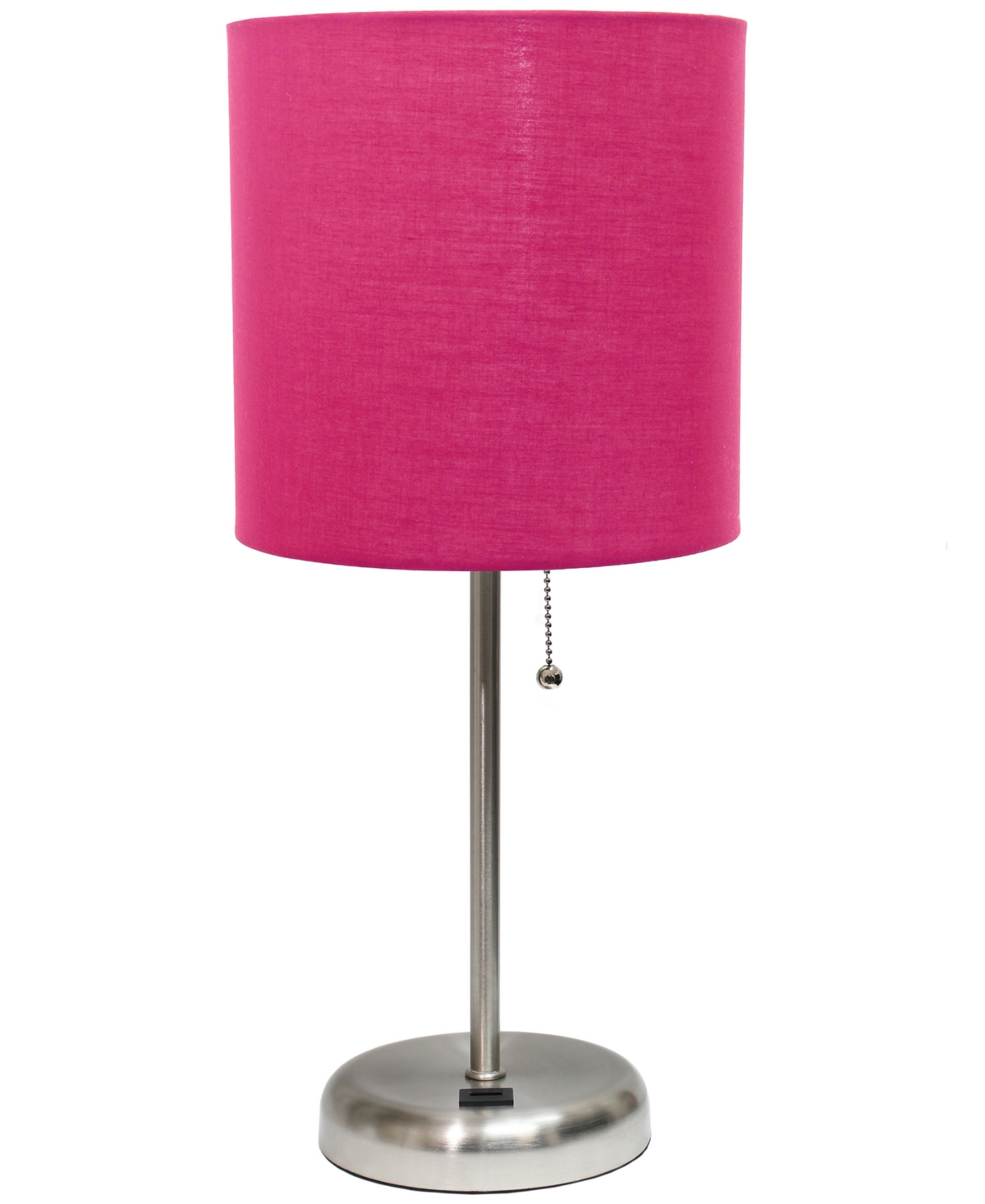 Creekwood Home Oslo Contemporary Bedside Usb Port Feature Standard Metal Table Desk Lamp -Pink Shade