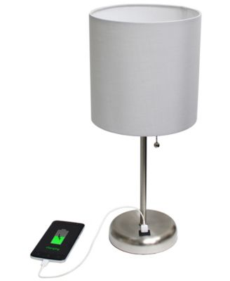 Oslo 19.5" Contemporary Bedside USB Port Feature Standard Metal Table Desk Lamp 