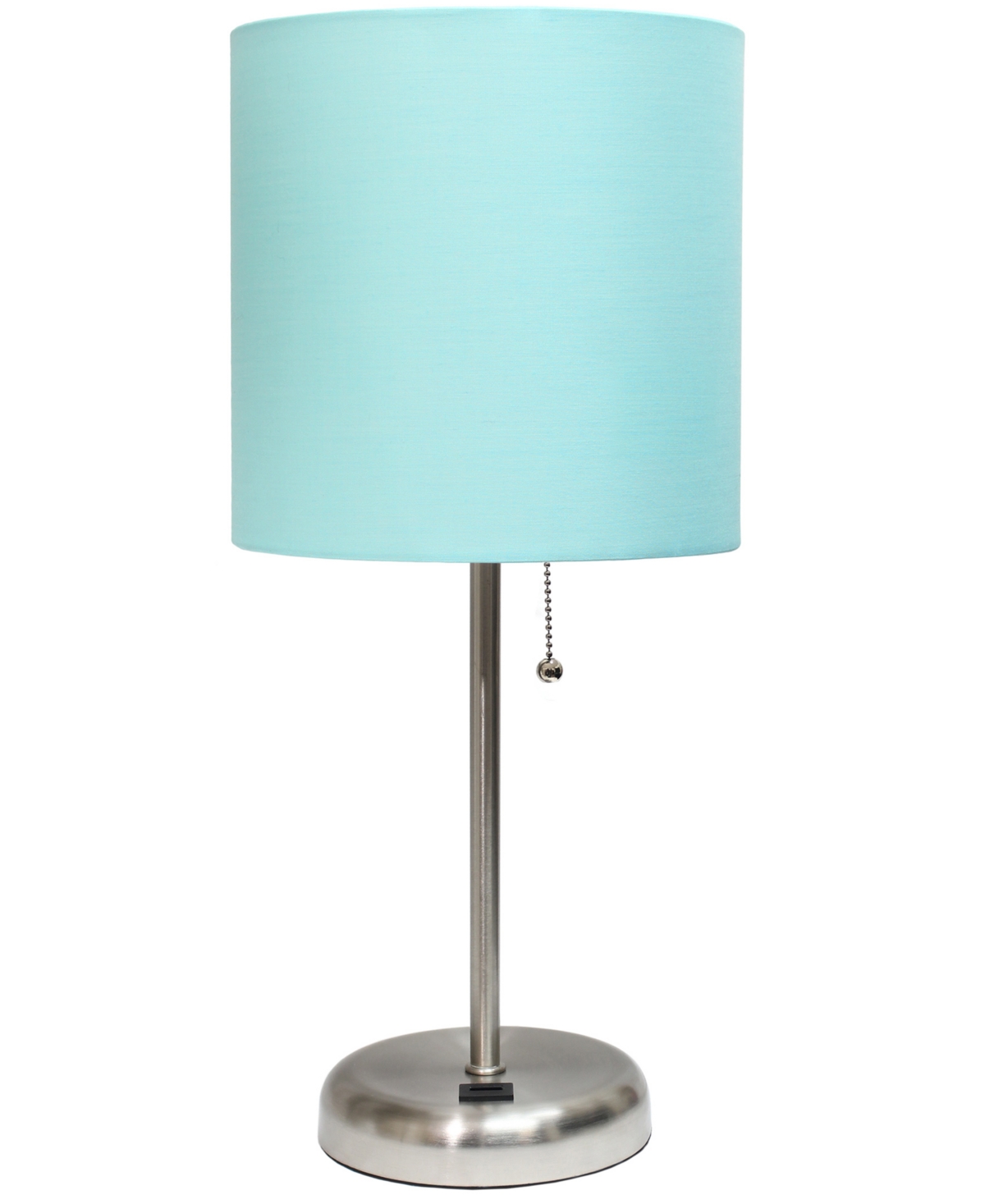 Shop Creekwood Home Oslo 19.5" Contemporary Bedside Usb Port Feature Standard Metal Table Desk Lamp In Br.steel,teal Shade