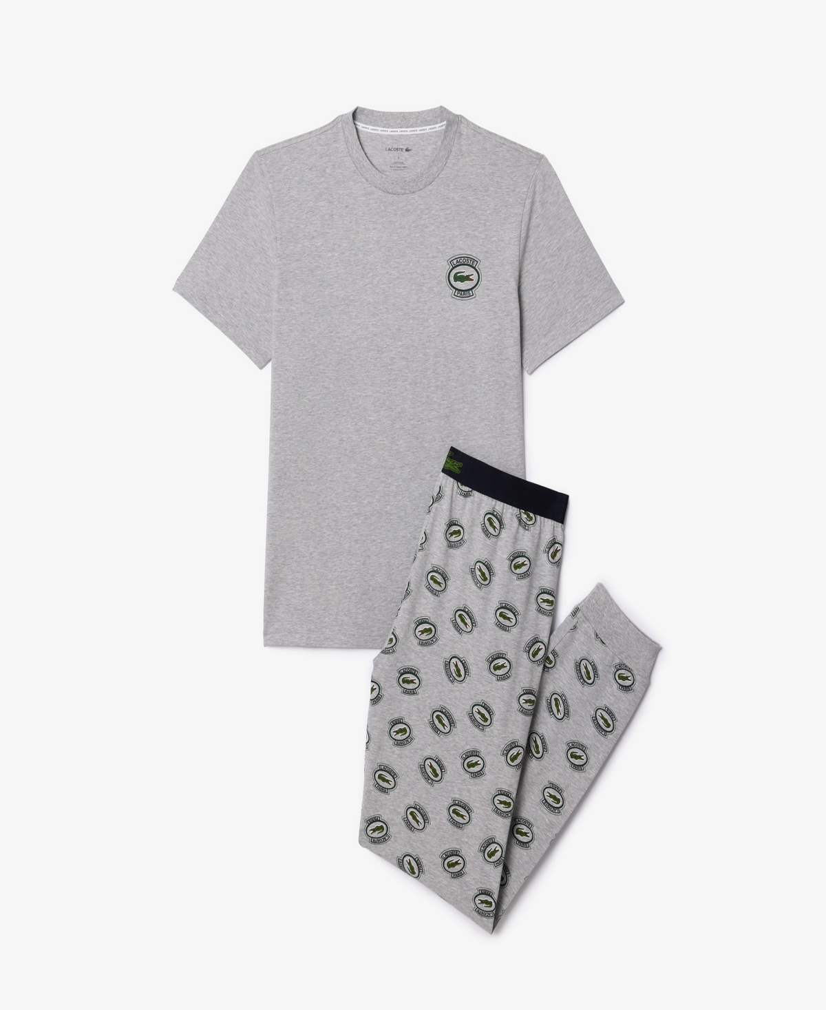 Shop Lacoste Men's Stretch Jersey Pajama Set In Silver Chine,multico