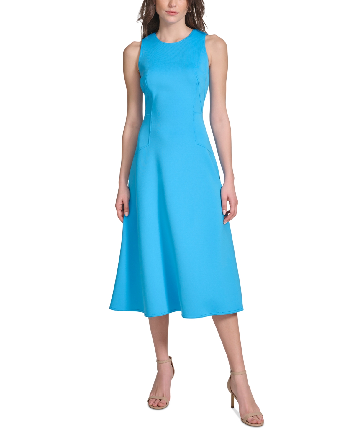 Shop Calvin Klein Women's A-line Midi Dress In Sea