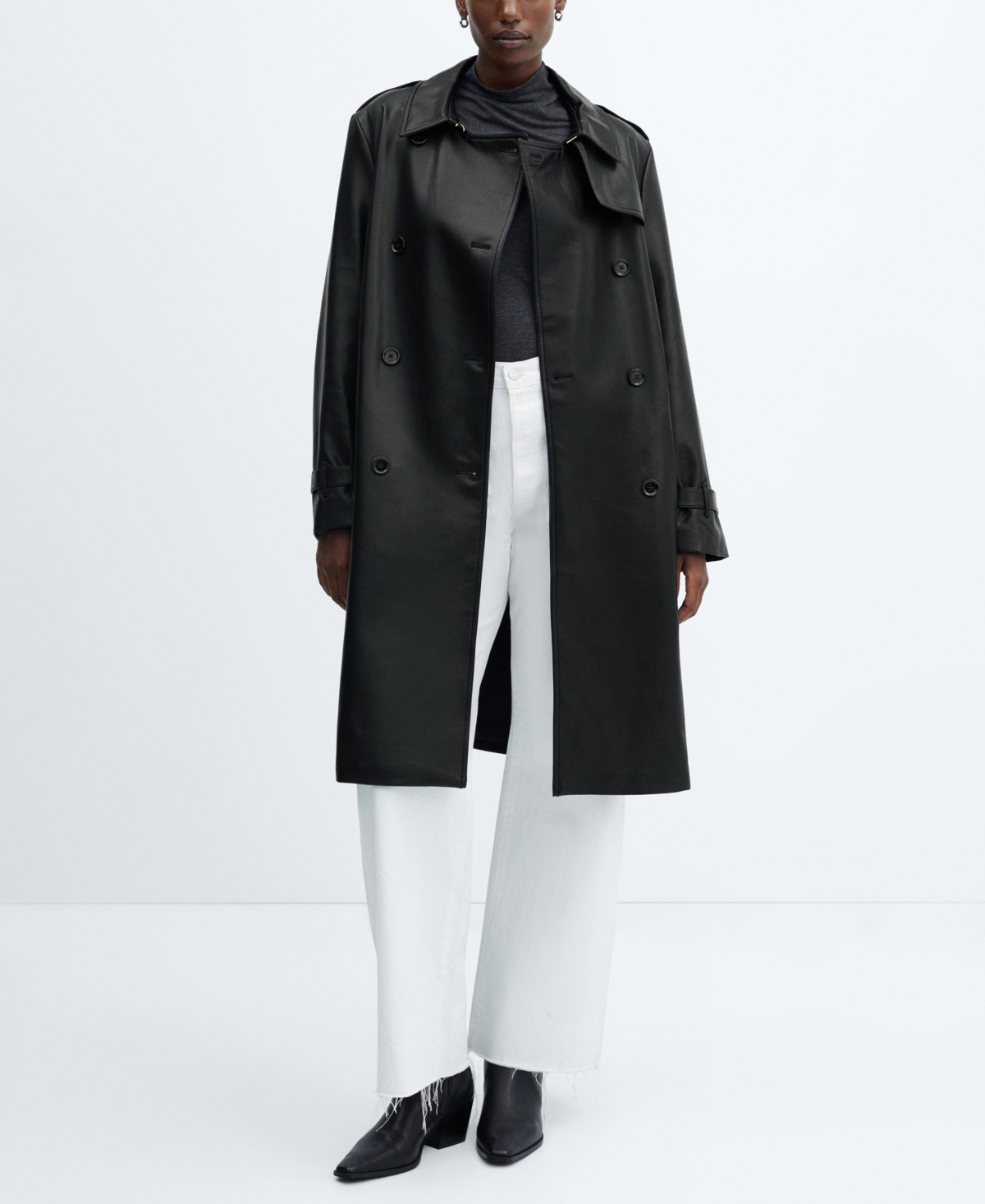 Mango Women's Leather-Effect Trench Coat